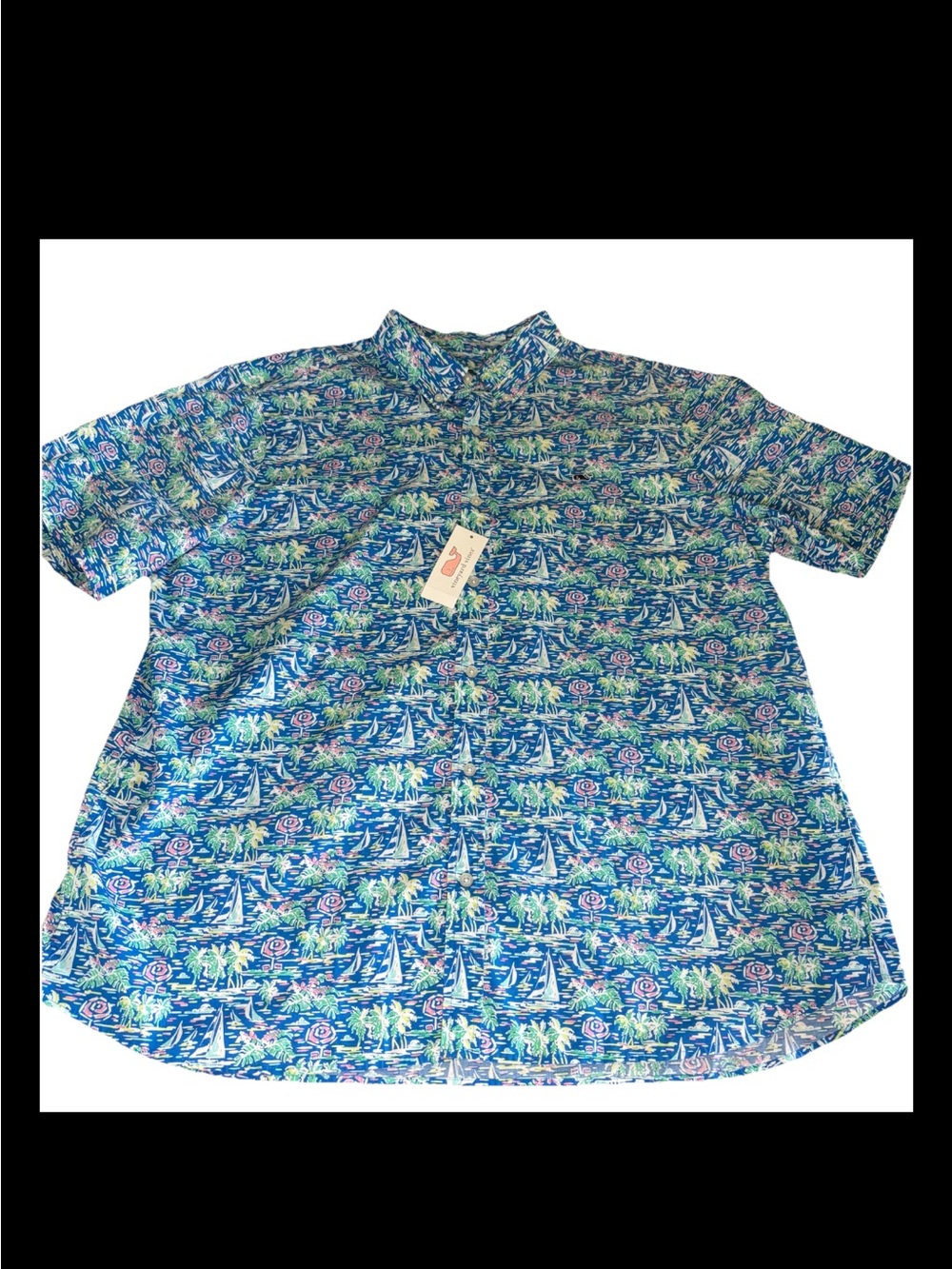 NWT Vineyard Vines Classic Fit Whale Short Sleeve Button Down Shirt
